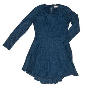 ALTAR’D STATE Dark Turquoise Lace Long Sleeve Mini Dress Size M